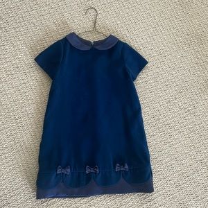 Florence eisman blue velvet shift dress with Peter Pan collar